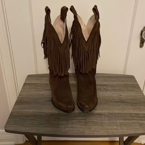 Lane suede cowboy boots.